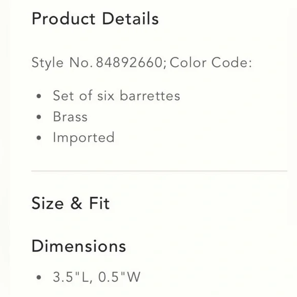 ▪️NWT Anthropologie Assorted Shapes Classic large Gold Barrette, Set of 6 - Picture 2 of 4